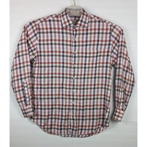 Peter Millar Men's  Cotton Multi Color Red Plaid Check Large Cotton Dress Shirt